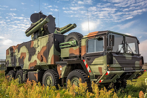 istock All-terrain truck with short-range air missile 490181272