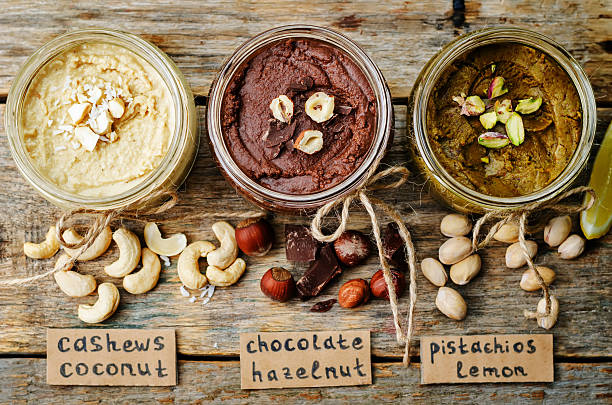 istock list toasted nut butters, pistachio, hazelnut and cashew 490184460