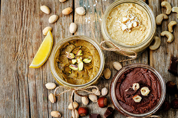 istock list toasted nut butters, pistachio, hazelnut and cashew 490184860