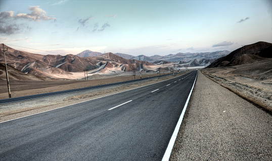 Pan-american highway through Peruvian desert  north of Lima