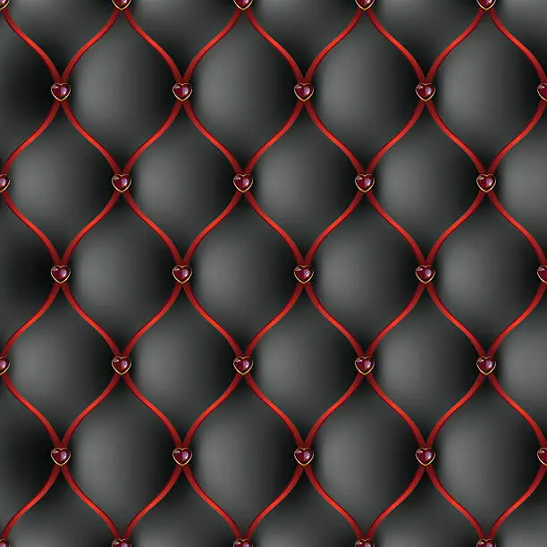 Vector illustration of The black and red tab upholstery with jewelry pattern background