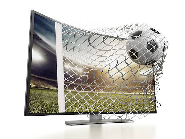 curvos tv 3d moderna - soccer goal net winning - fotografias e filmes do acervo