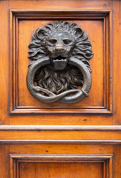 istock Door clapper with lion & snake, Rome 490199883