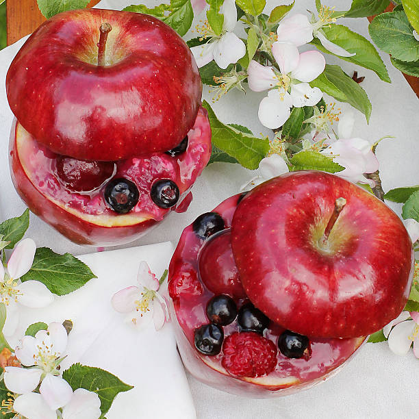 istock dessert in the garden. Inside apple jelly with fruit 490201635