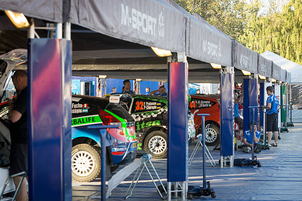 Villa Carlos Paz, Argentina - May 7, 2014: The service park during Day One of the WRC Xion Rally Argentina on May 07, 2014 in Villa Carlos Paz, Argentina.