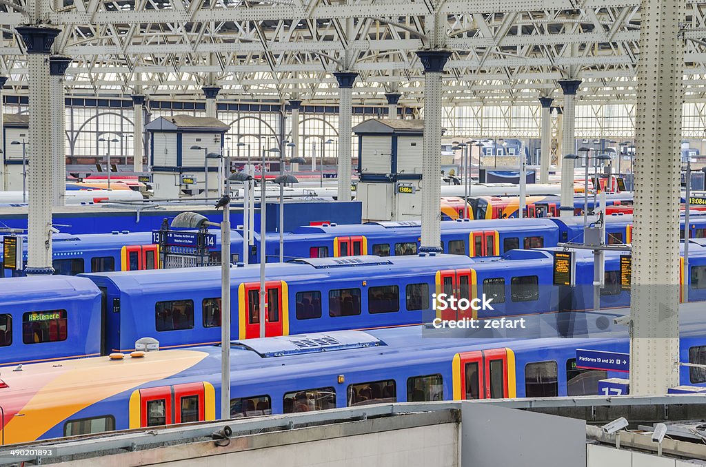 trains at waterloo station, london, uk Waterloo Railway Station - London Stock Photo