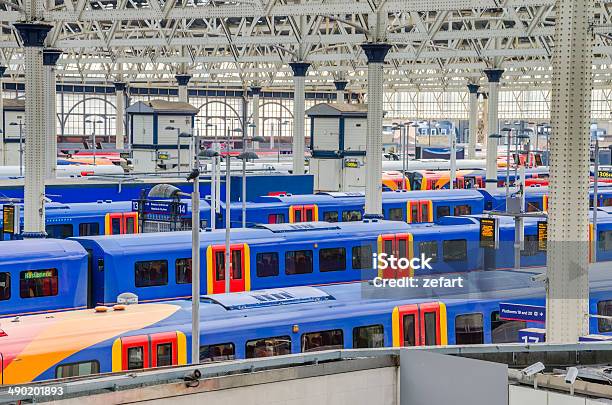 Trains At Waterloo Station London Uk Stock Photo - Download Image Now - Waterloo Railway Station - London, London - England, Activity