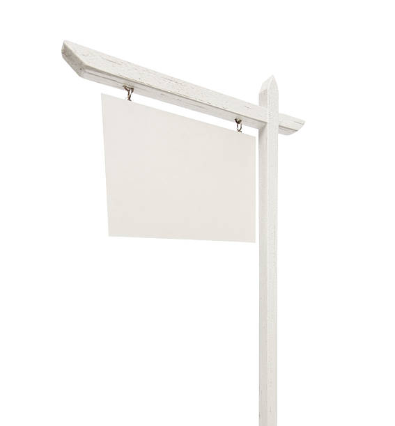 istock Blank Real Estate Sign on White with Clipping Path 490202003