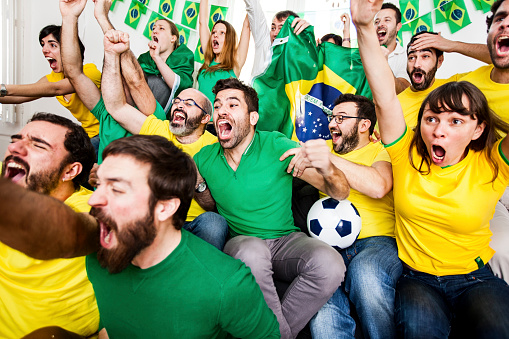 Brazillian supporters celebrating a goal