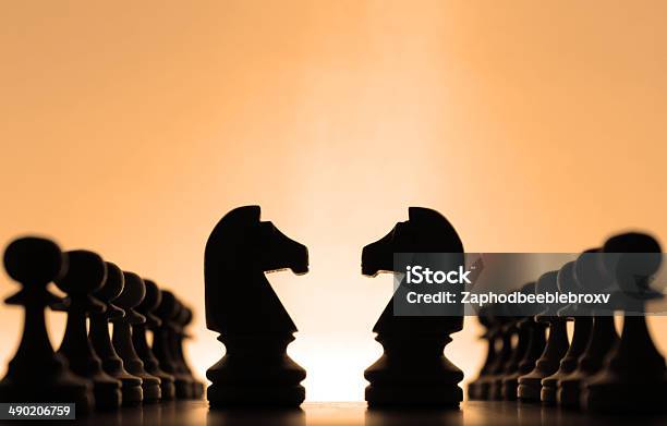 Chess Pieces Stock Photo - Download Image Now - Confrontation, Rivalry, In Silhouette