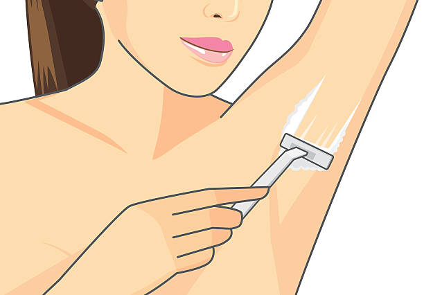 cpa pachę włosy z krem do usuwania owłosienia - shaving female shaving cream razor stock illustrations