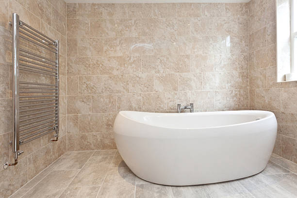 Luxury Free-standing Bath Brand New Modern Luxury Bathroom. free standing bath stock pictures, royalty-free photos & images