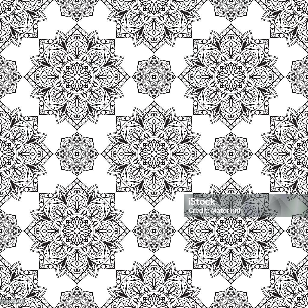 Design of mandalas. Vector seamless medieval ornament. Sketch oriental pattern on a white background. Template for carpets, textiles, wallpaper, shawl. Design of mandalas. 2015 stock vector