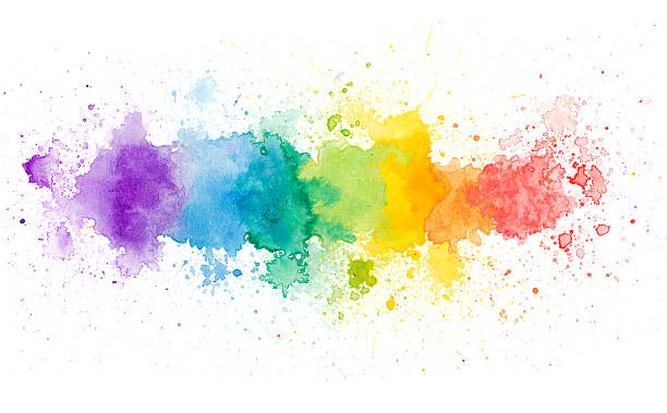 rainbow color watercolor background stock photo