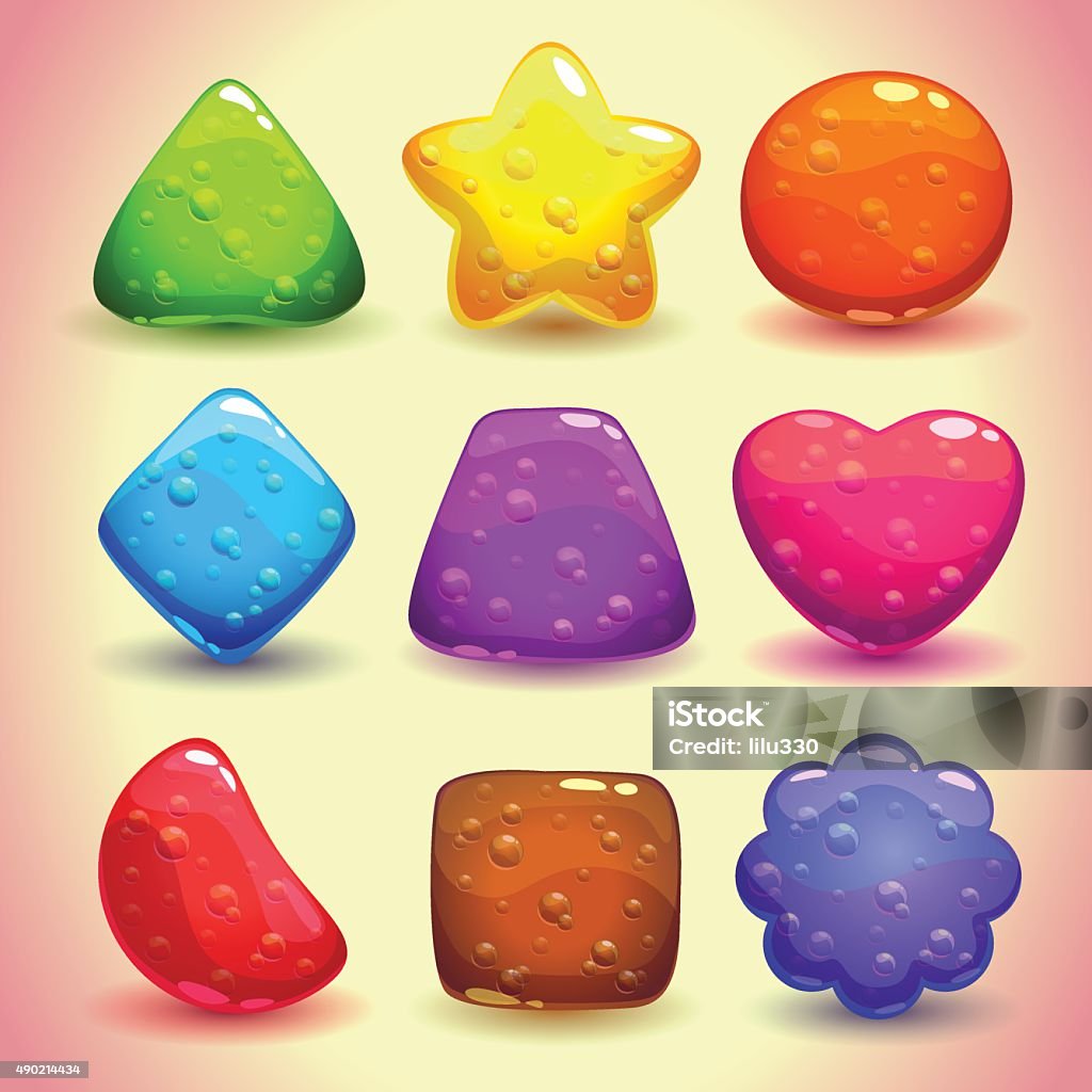 Set of bright jelly figures with bubbles Set of bright jelly figures with bubbles, colorful game elements 2015 stock vector