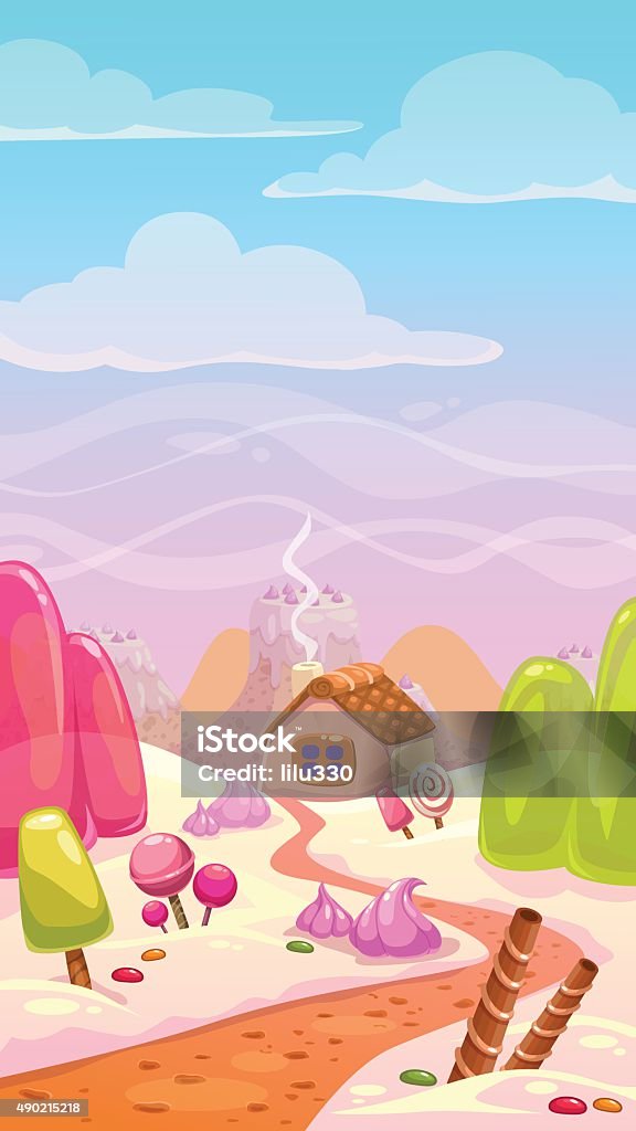 Candy world illustration Candy world illustration, vector landscape with sweet elements, vertical background Candy stock vector