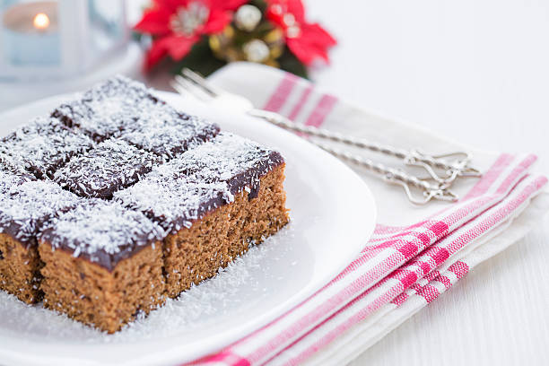 Coconut cubes for New Year's Day stock photo