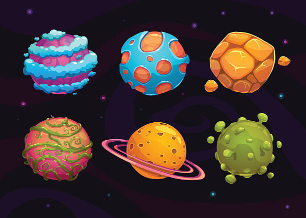 istock Set of cartoon fantasy planet 490215488