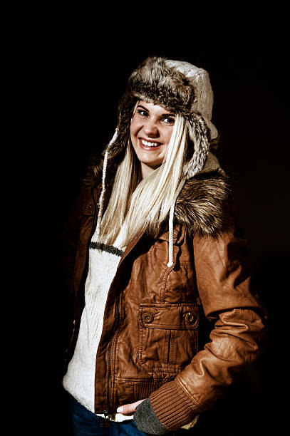 istock Young woman with fur hat, winter clothes 490215504