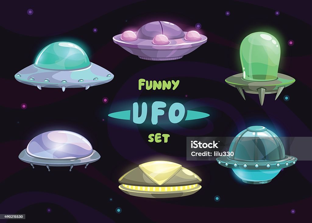 Cartoon fantastic ufo set Cartoon fantastic ufo set, vector space collection UFO stock vector