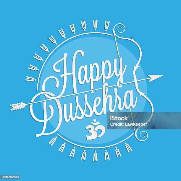 Happy Dussehra Lettering Stock Illustration - Download Image Now - Dussehra, 2015, Archery Bow