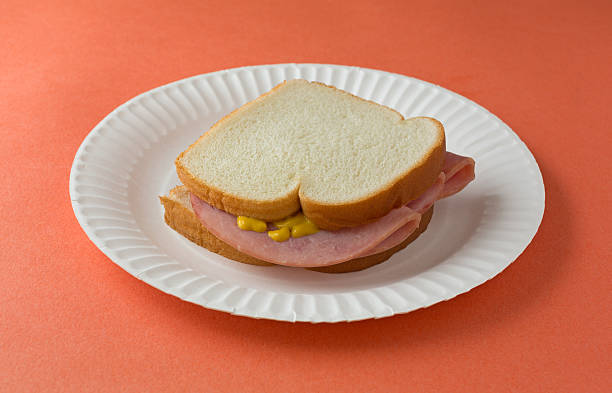 istock Honey ham sandwich on a paper plate 490218514