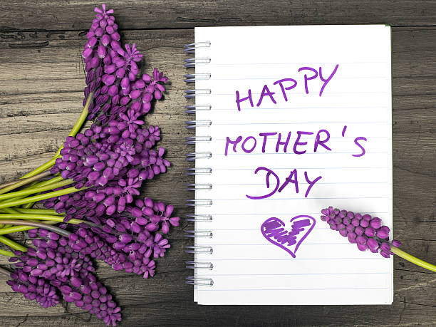 istock Muscari bouquet and notepad with words 