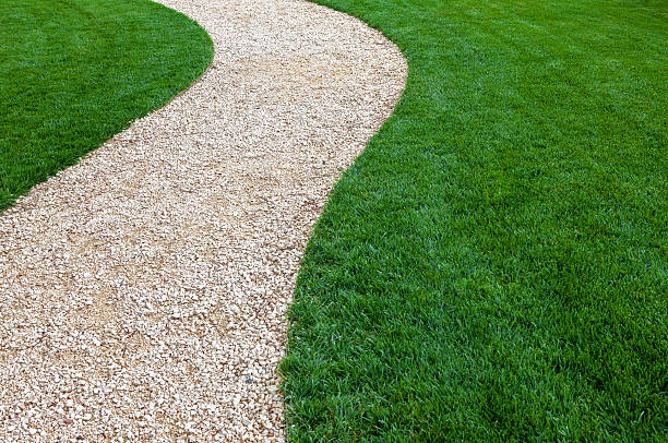 istock Garden path and green lawn 490222156