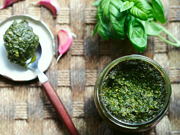 istock Italian pesto sauce with ingredients 490223844