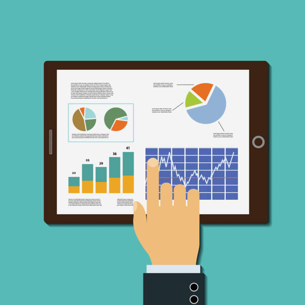 финансовый анализ - digital tablet growth note pad business stock illustrations