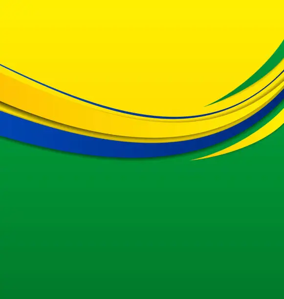 Vector illustration of Abstract wavy background in Brazilian colors