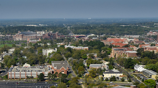 A view of Florida State University from the observation deck of the Florida Capitol building.
