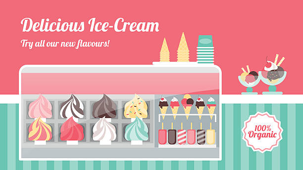 illustrations, cliparts, dessins animés et icônes de crèmes glacées bannière - ice cream parlor
