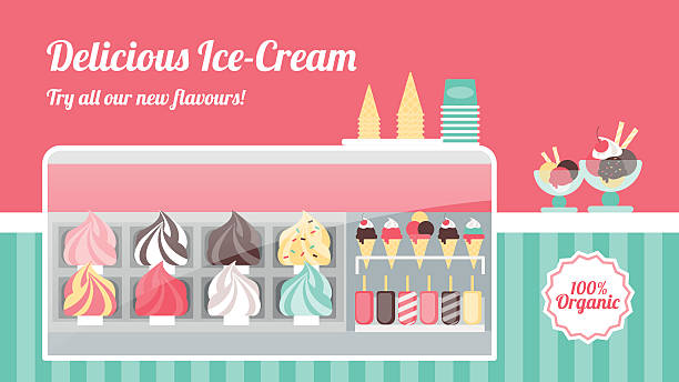 lody sklep baner - ice cream parlor ice cream dessert italian culture stock illustrations