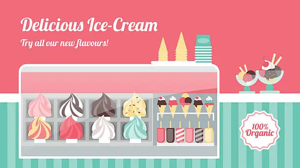 Vector illustration of Ice cream shop banner
