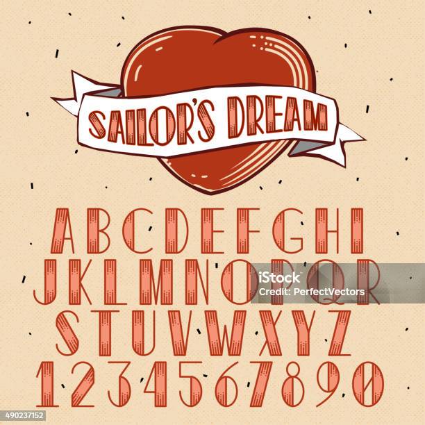 Old School Tattoo Style Font Vector Traditional Ink Tattoo Alphabet Stock Illustration - Download Image Now