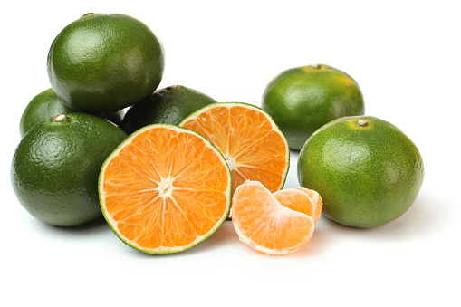 fresh chinese oranges  on white background