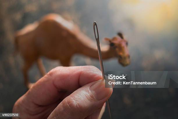 Eye Of Needle And Camel Stock Photo - Download Image Now - Sewing Needle, Camel, Love of Money