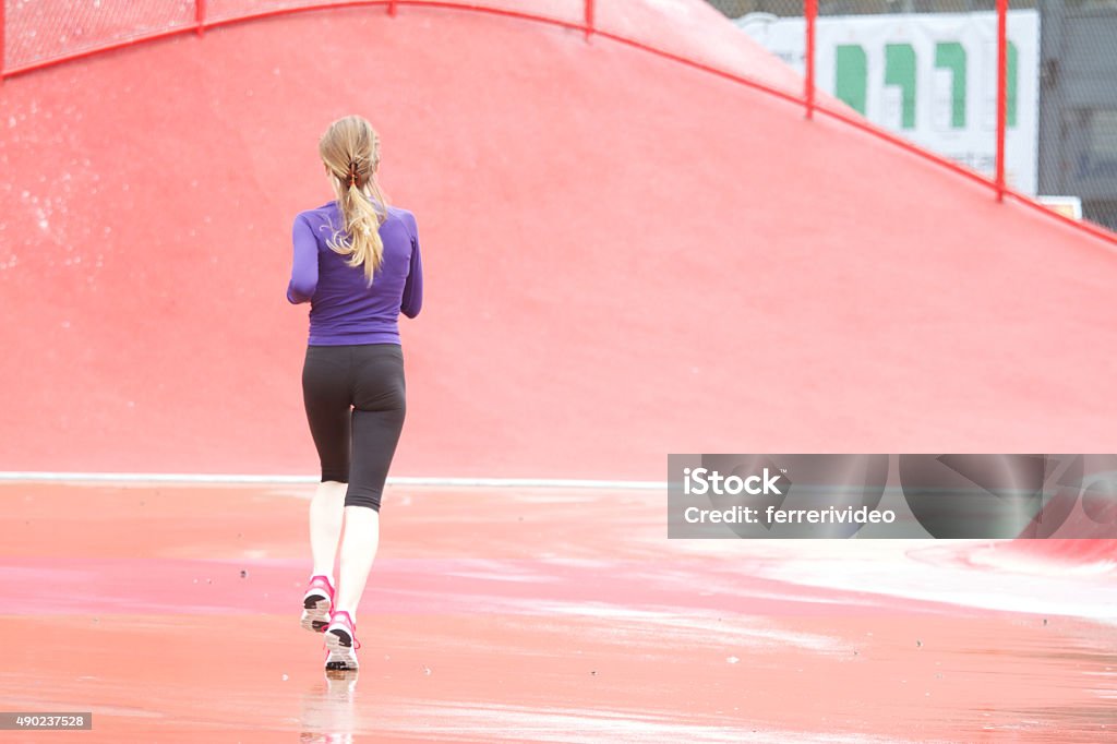 running woman in Copenaghen running woman 2015 Stock Photo