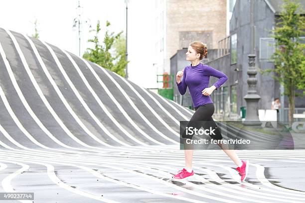 Running Woman In Copenaghen Stock Photo - Download Image Now - 2015, Active Lifestyle, Activity