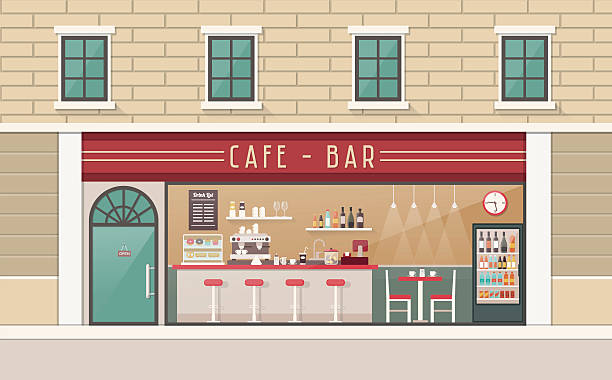 ilustrações, clipart, desenhos animados e ícones de coffee shop - coffee bagel donut coffee cup