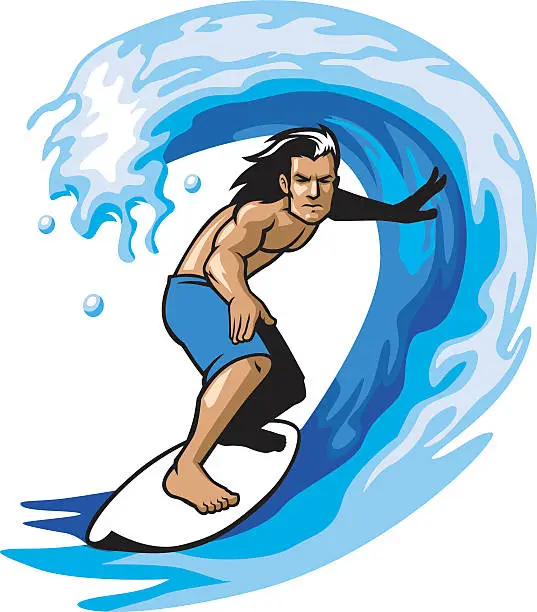 Vector illustration of surfer on the barrel