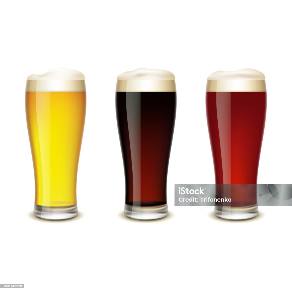 Set of glasses with beer Set of glasses with beer isolated on white background. Pint Glass stock vector