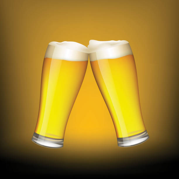 ilustraciones, imágenes clip art, dibujos animados e iconos de stock de dos vasos de cerveza - malt white background alcohol drink