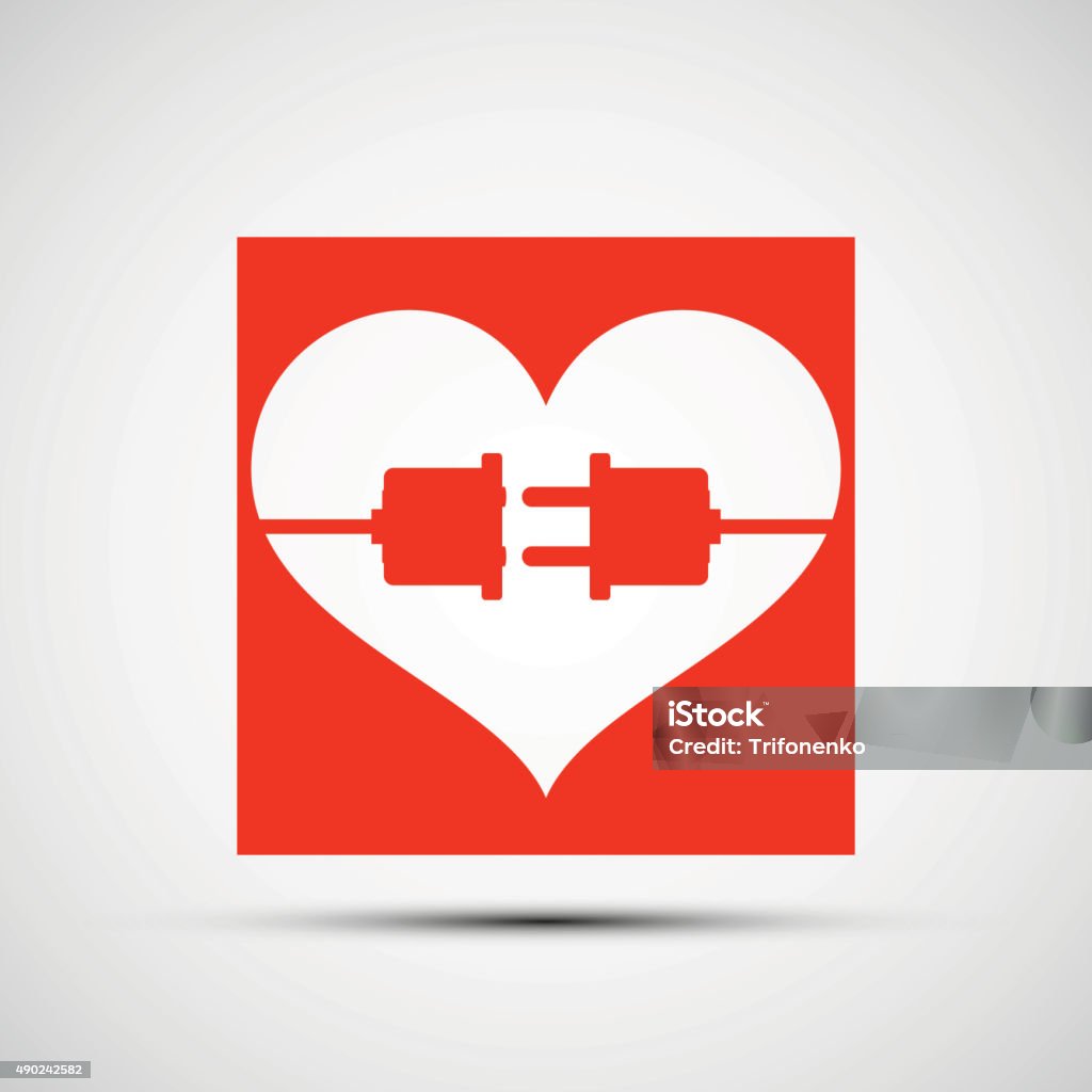 Red heart Red heart logo. Plug within the heart. Vector Image Stock. Blood Donation stock vector