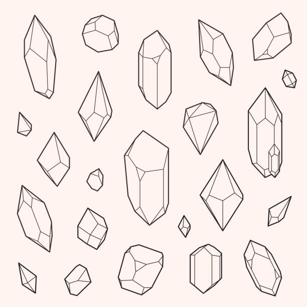 zestaw wektor crystal kształty - kwarc-obrazy stock illustrations