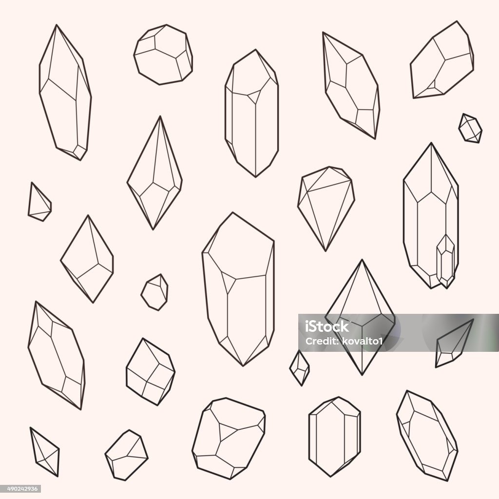 Set of vector crystal shapes Un-expanded strokes, vector illustration, EPS 10 Crystal stock vector