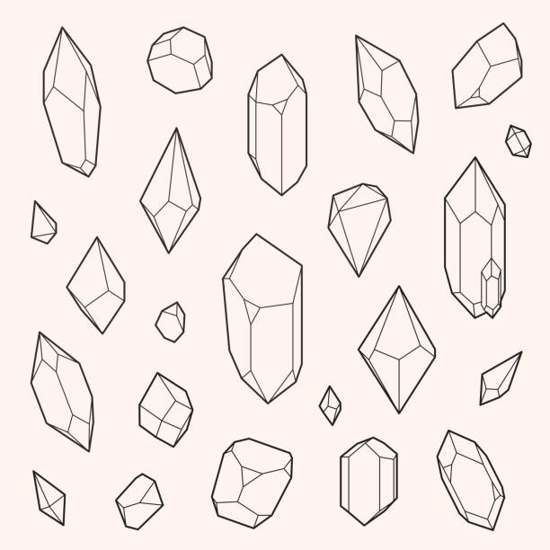 Set of vector crystal shapes Un-expanded strokes, vector illustration, EPS 10 crystal stock illustrations