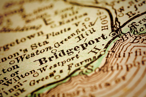 istock Bridgeport, Connecticut on an Antique map 490245234