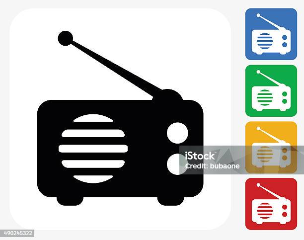Радио Плоский Значок Графический Дизайн — стоковая векторная графика и другие изображения на тему Радио - Радио, Иконка, Символ
